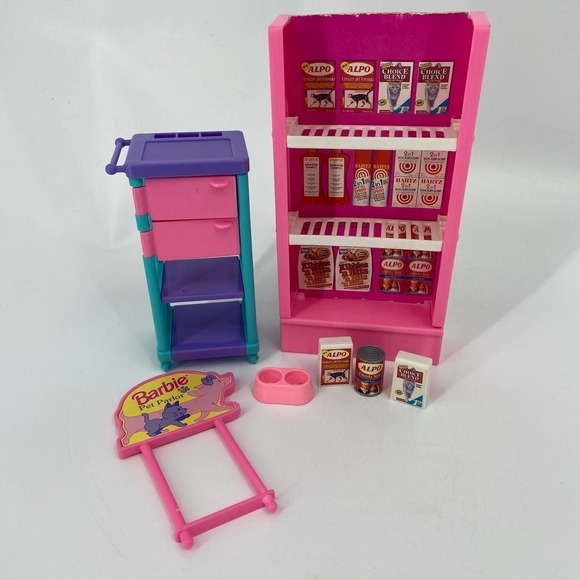 VINTAGE Barbie Pretty Pet Parlor Playset Shelf & Cart Replacement Accessory Lot - Picture 2 of 10